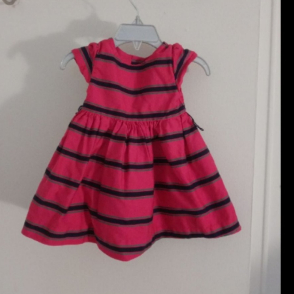 Ralph Lauren Girls Baby Cotton Striped Dress Sz 9M